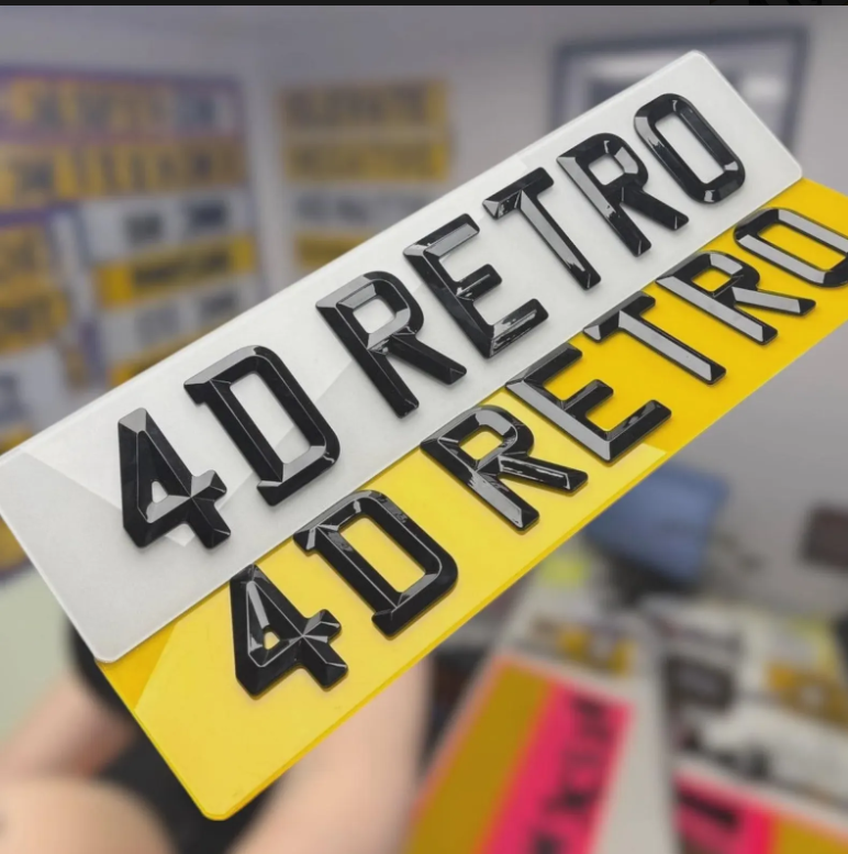 4D Bevelled Number Plates — Standard Pair