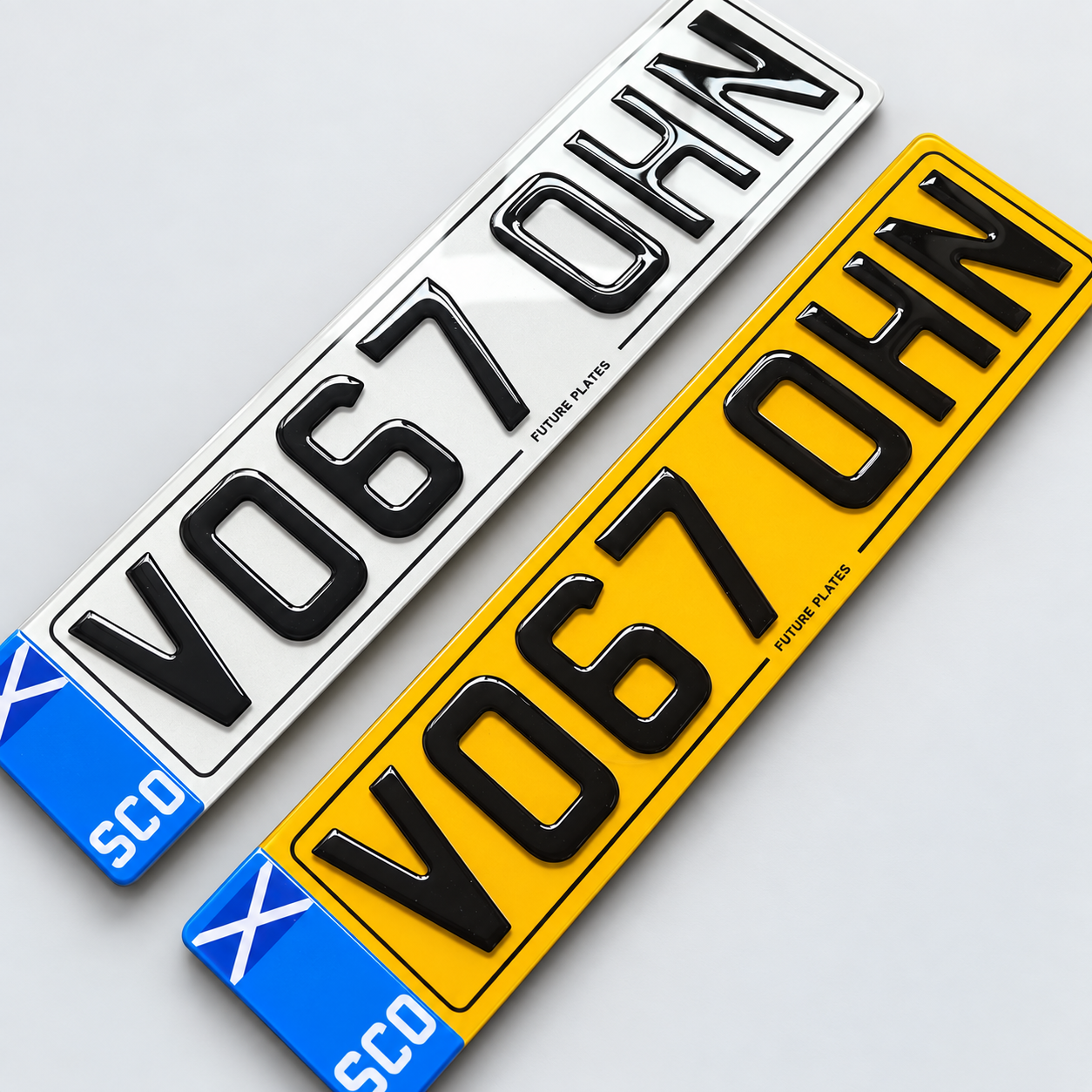 3D gel pair with Scotland blue side badge and printed border — V067 OHN